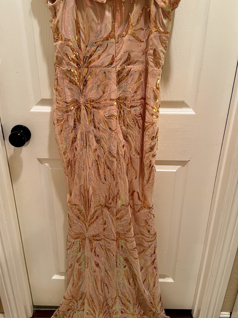 Blush Sequin Evening Gown - Pink & Gold Embellishment - Picture 10 of 10